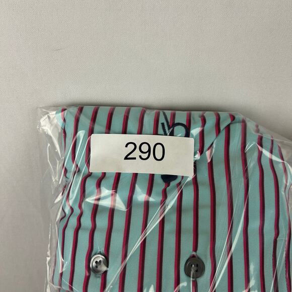 Greyson Striped Polo Short Sleeve Shirt Golf Course Logo Blue Men's Size M - Picture 10 of 10